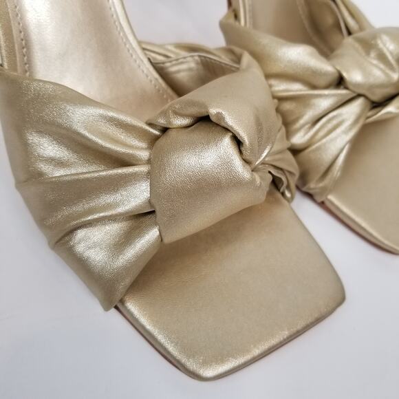 Marc Fisher NWOB Daliot Gold Metallic Square Toe Heels Sandals Size 9.5 - Picture 4 of 9